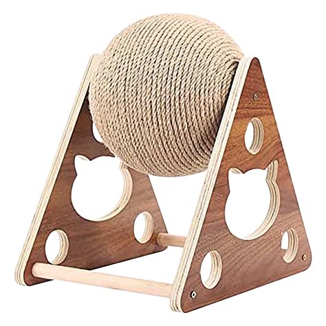 Cat Scratcher Toy Sisal Cat Scratching Ball Fun Cat Toy with Ball Interactive Solid Wood Cat Scratchers Cat Stuff for Indoor Pet Cats Kittens Toy. . Scratching balls with brush